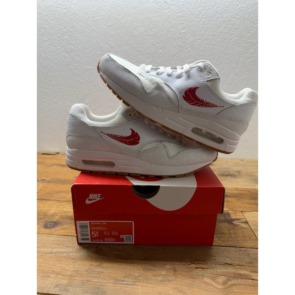 Nike Air Max 1 80 BG The Bay White University Red FJ4628-100 Boys 5.5Y Womens 7 - Picture 1 of 9